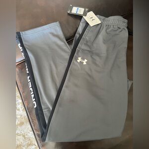 Under Armour Gray Track Pants with Black Side Stripe youth size XL. New